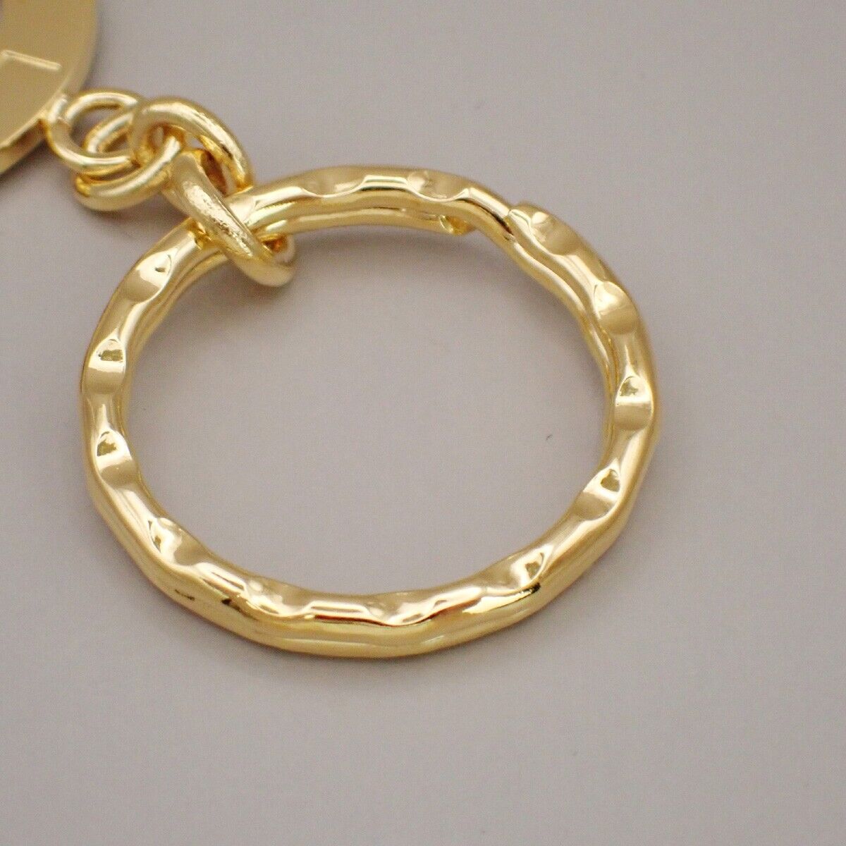 CELINE Logo Circle Ring Key Chain Gold Accessory 07KA376