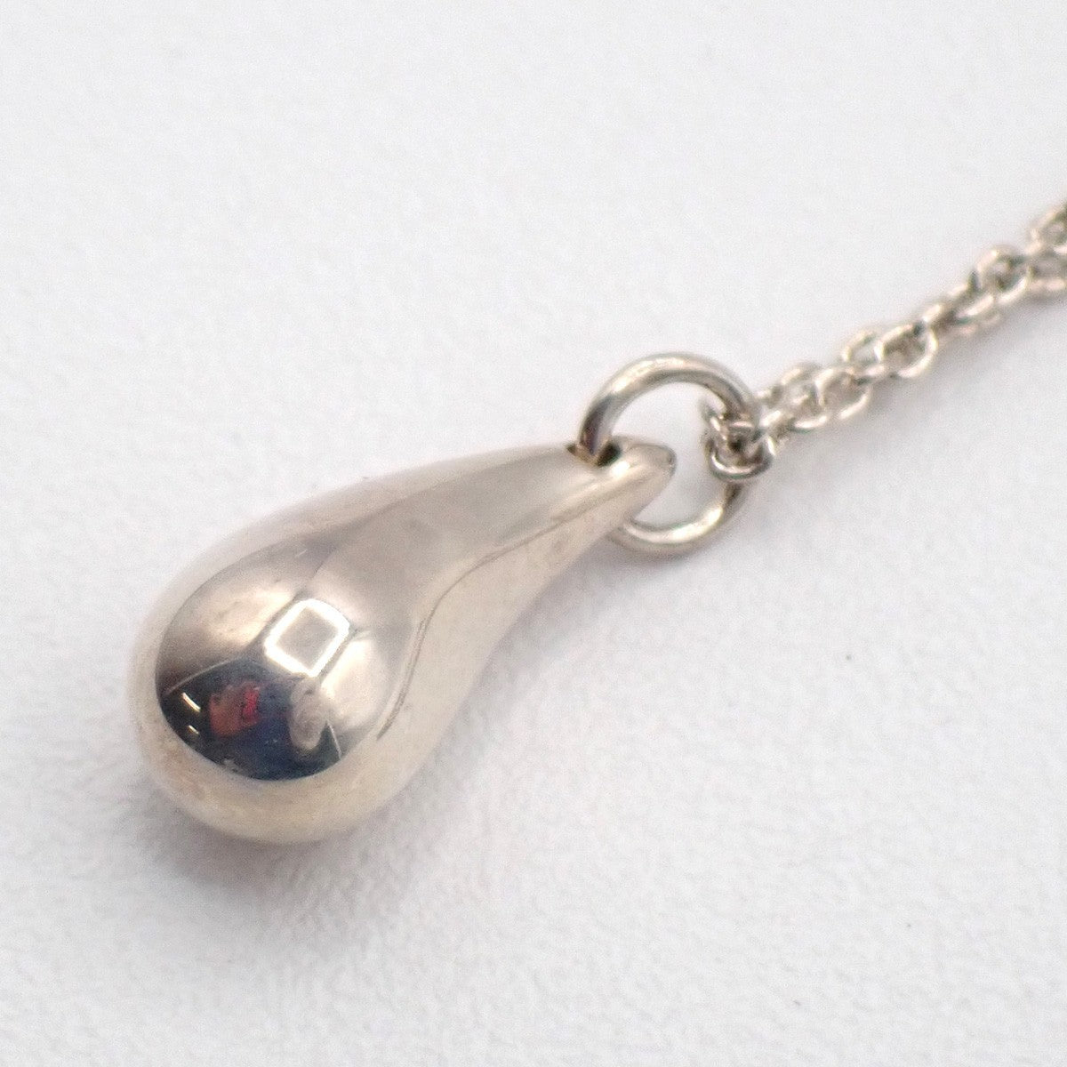 Tiffany & Co. Logo Tear Drop Chain Necklace Pendant Ag 925 Silver 09KC578