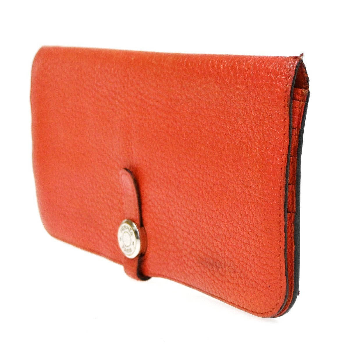 HERMES Logos Dogon GM Long Bifold Wallet Togo Leather Red  France SHW 31RL985