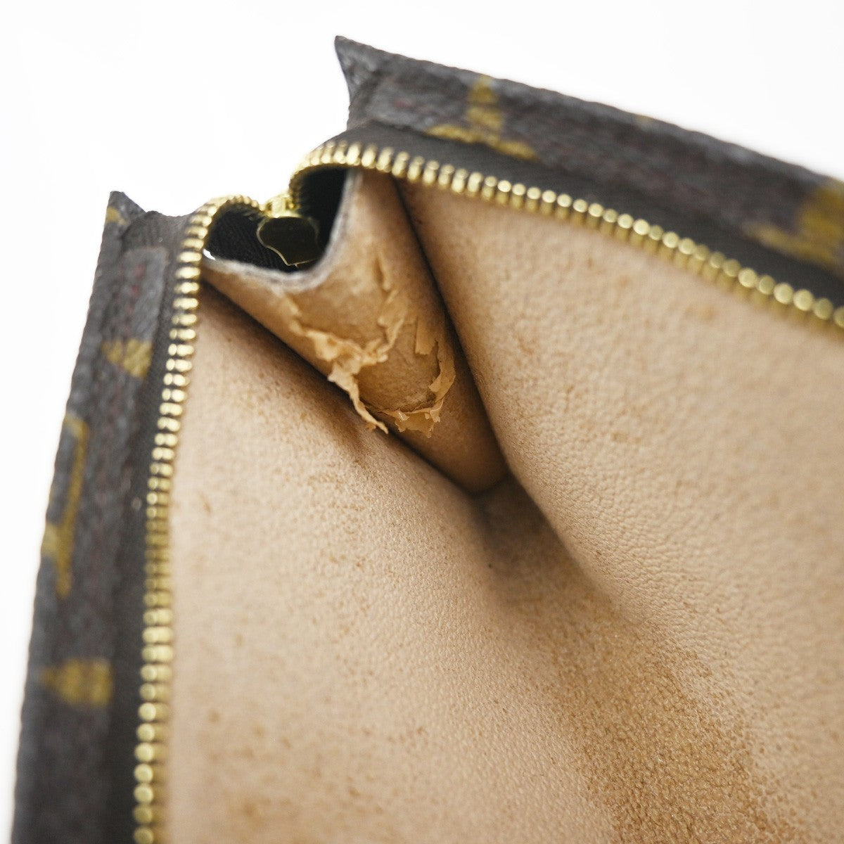 LOUIS VUITTON Logo BUCKET PM Pouch Bag Monogram Leather Brown France 66KP603