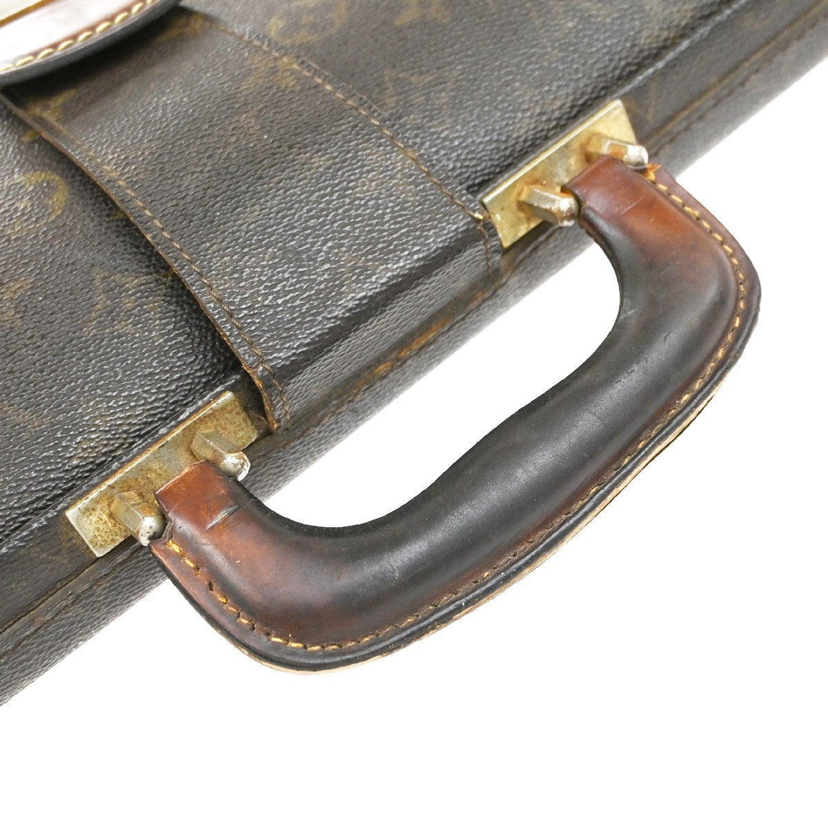 LOUIS VUITTON Serviette Fermoir Business Hand Bag Monogram Brown M53305 02KB490