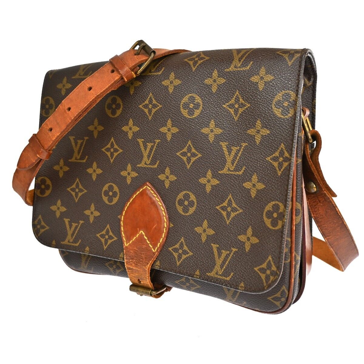 LOUIS VUITTON Cartouchiere GM Shoulder Bag Monogram Leather Brown M51252 36ED393