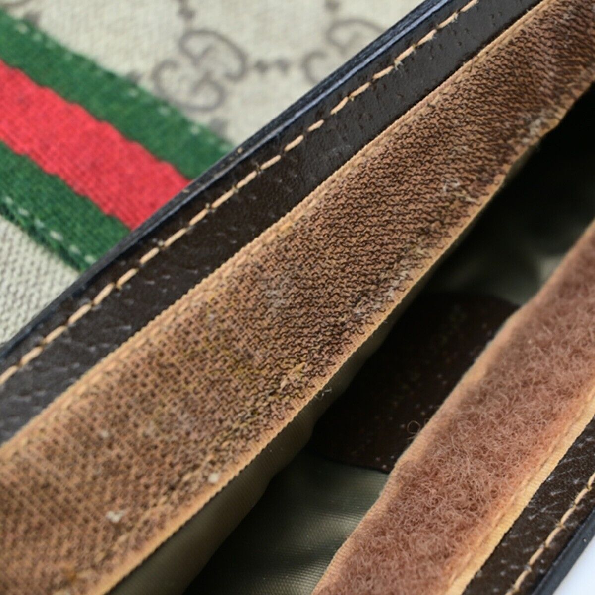 GUCCI Logo GG Mini Pattern Sherry Pouch Bag PVC Leather Brown Italy 67KA491