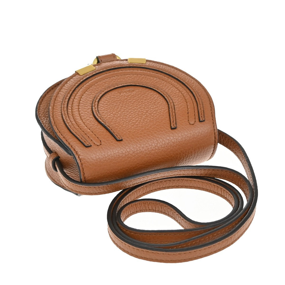 CHLOE Logo Mini Marcie Crossbody Shoulder Bag Leather Brown Spain 16RF819