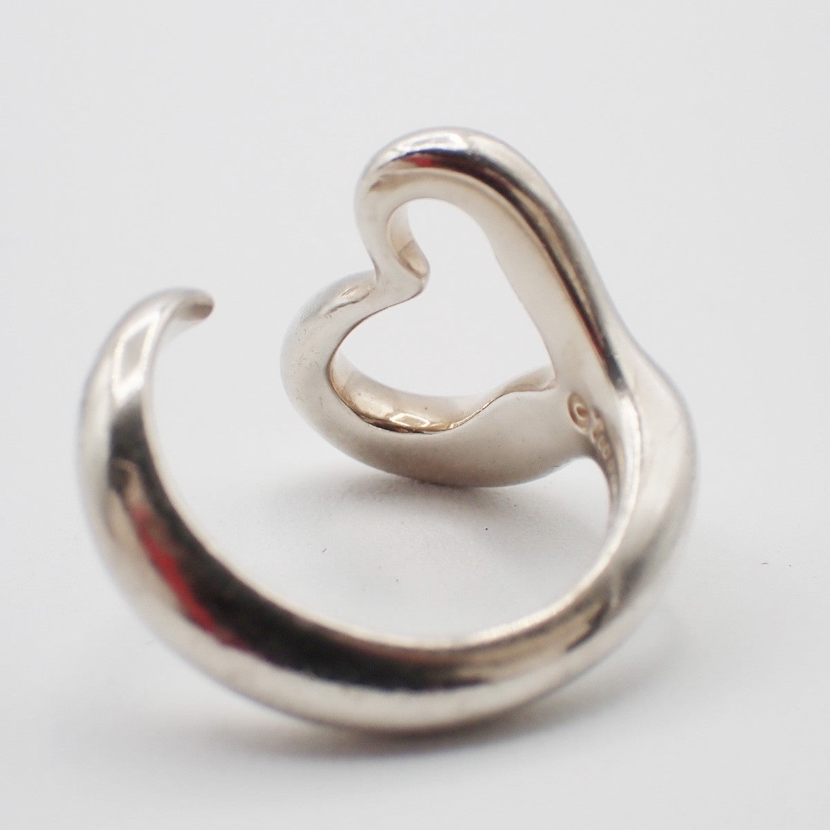 Tiffany & Co. Logo Open Heart Ring US 6 Silver 925 Elsa Peretti 09EF900