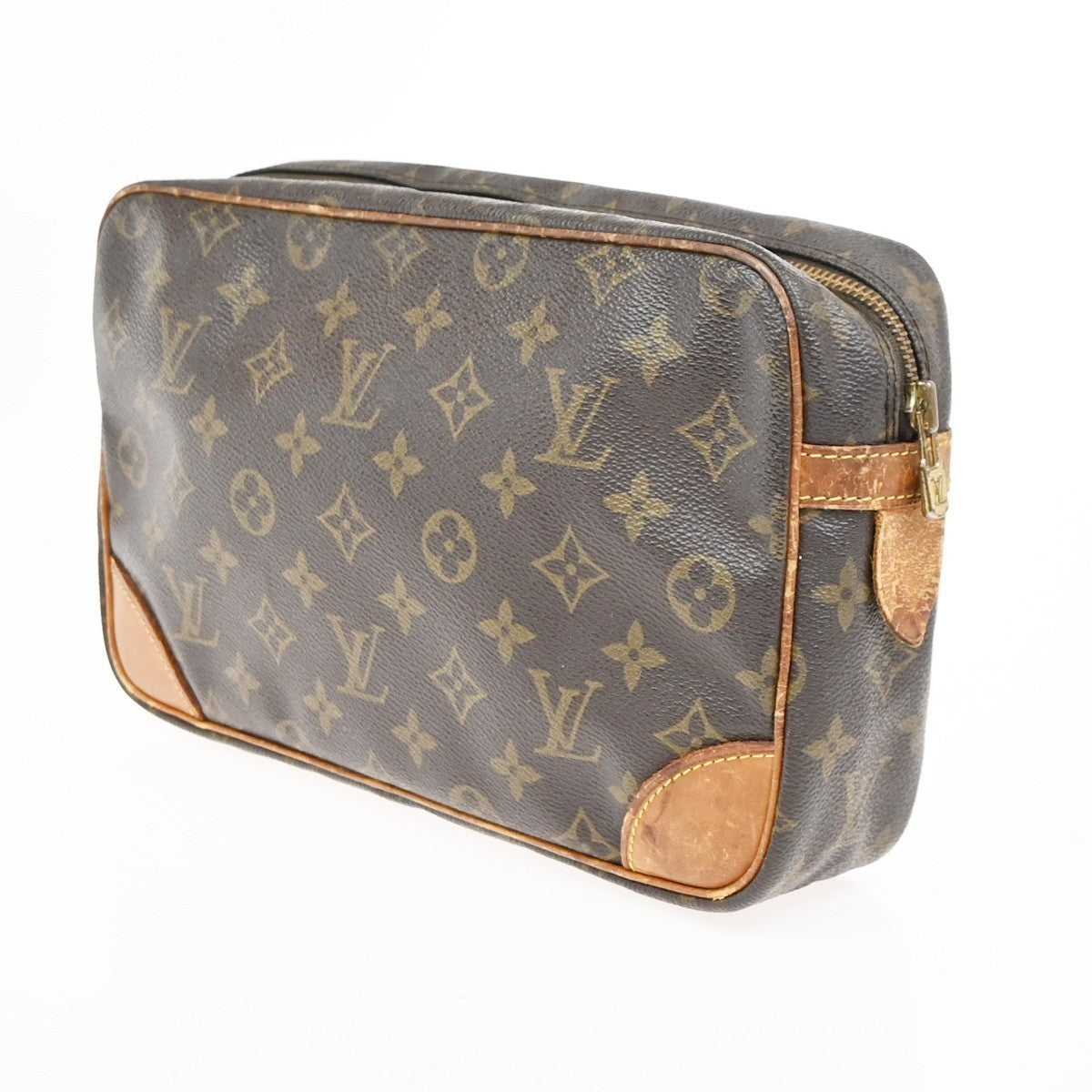 LOUIS VUITTON Compiegne 28 Clutch Bag Monogram Leather Brown GHW M51845 65KC584