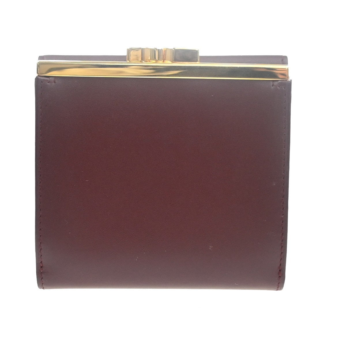 Cartier 2C Logo Trifold Compact Wallet Purse Leather Red Gold Italy 01RL879