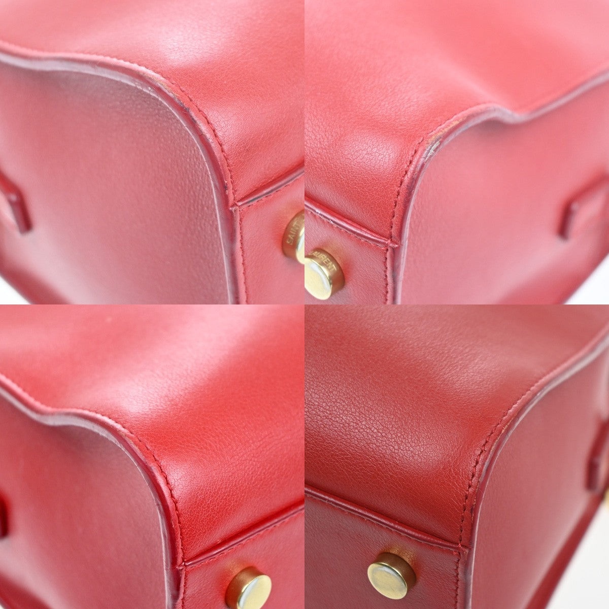 SAINT LAURENT Baby Cabas YSL 2way Shoulder Hand Bag Leather Red Italy 97RL889