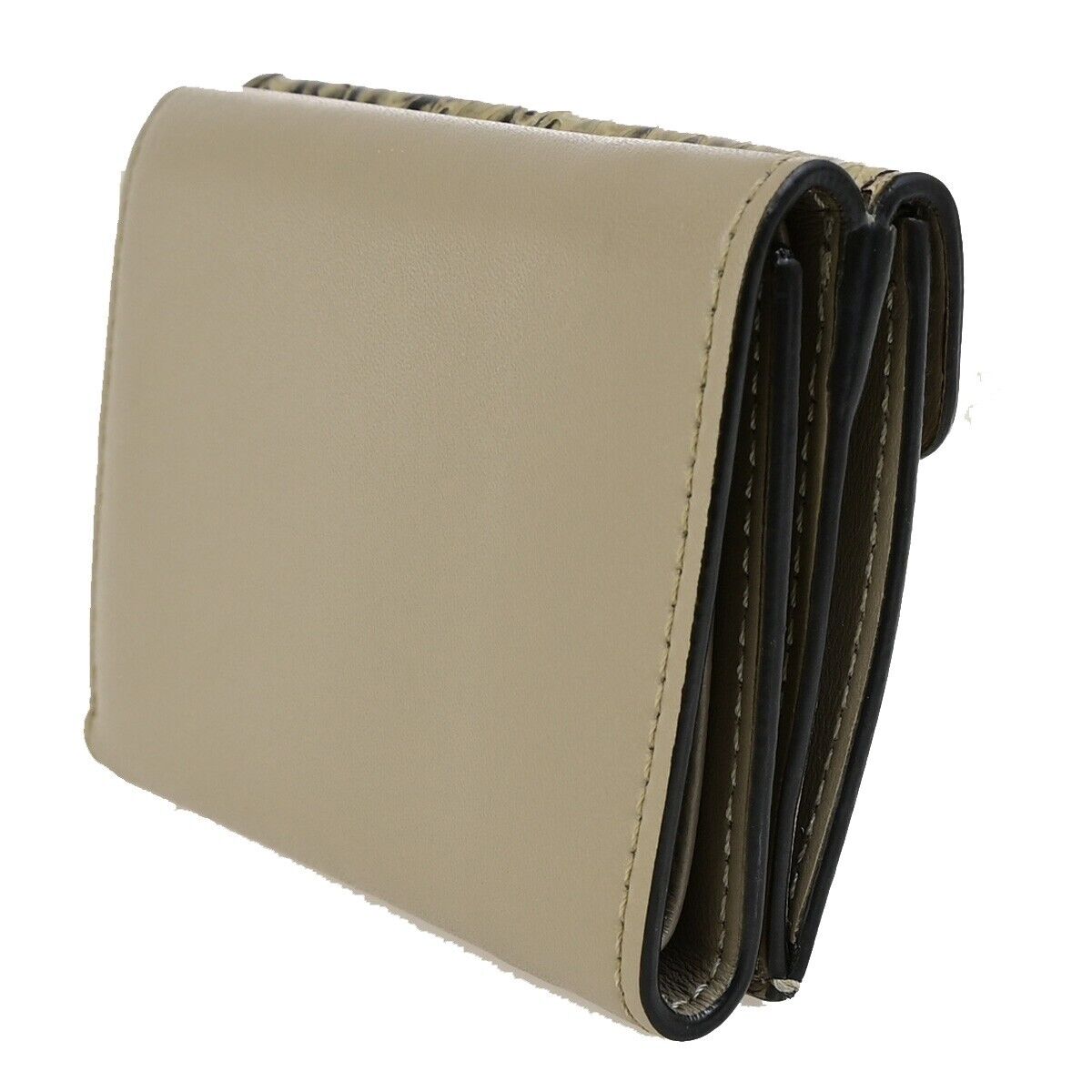 FENDI FF Logo Compact Mini Trifold Wallet Exotic Leather Brown Italy 64KA474