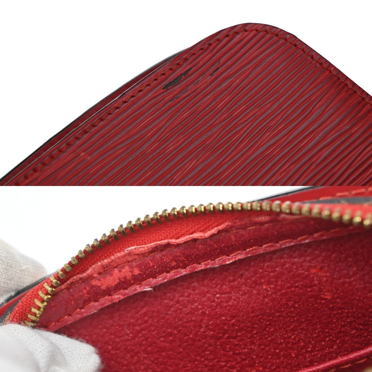 LOUIS VUITTON LV Logo Dauphine PM Pouch Bag Epi Leather Red M48447 02EE220