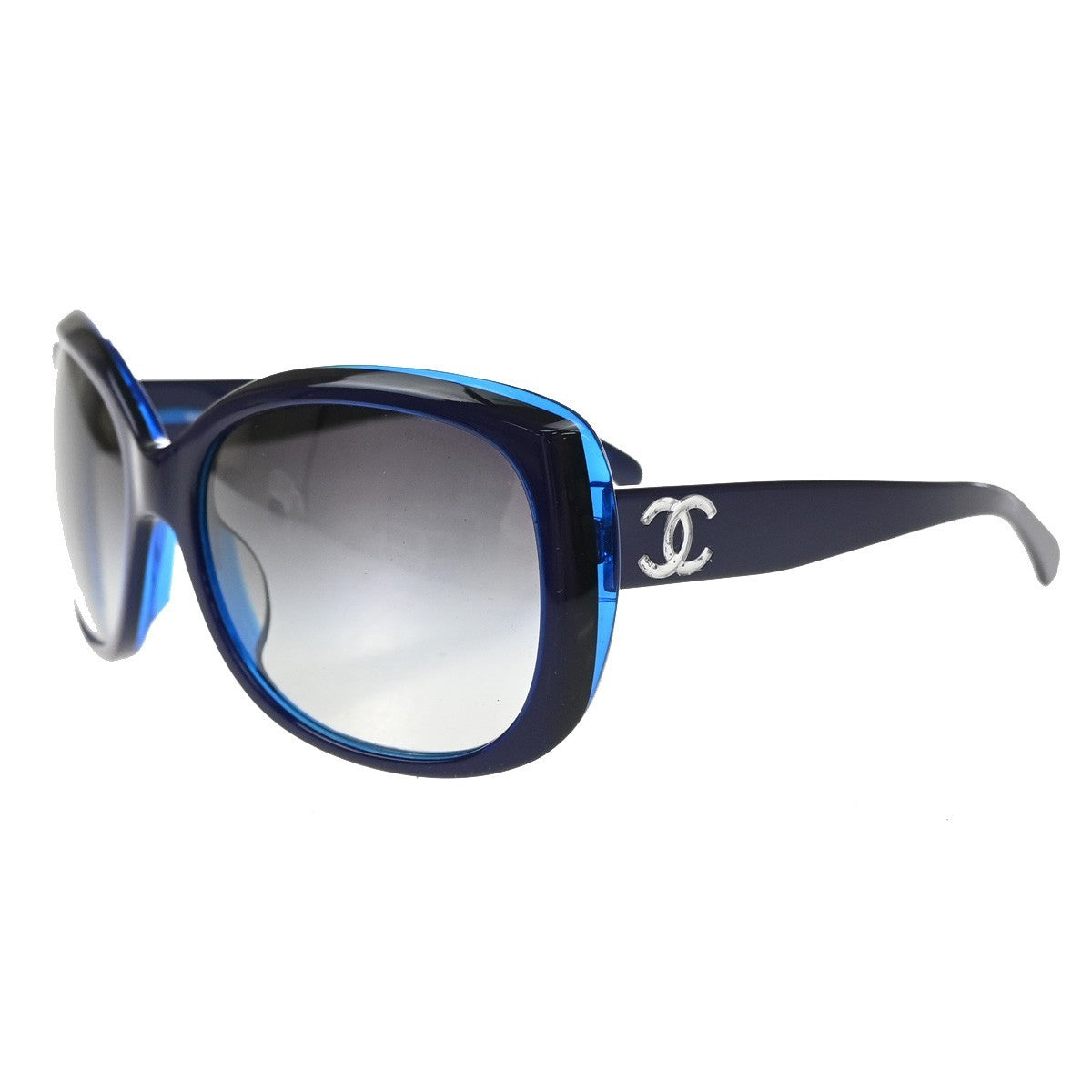 CHANEL CC Logo Sunglasses Eye Were Plastic Metal Blue SHW 5183-A Italy 66MA578