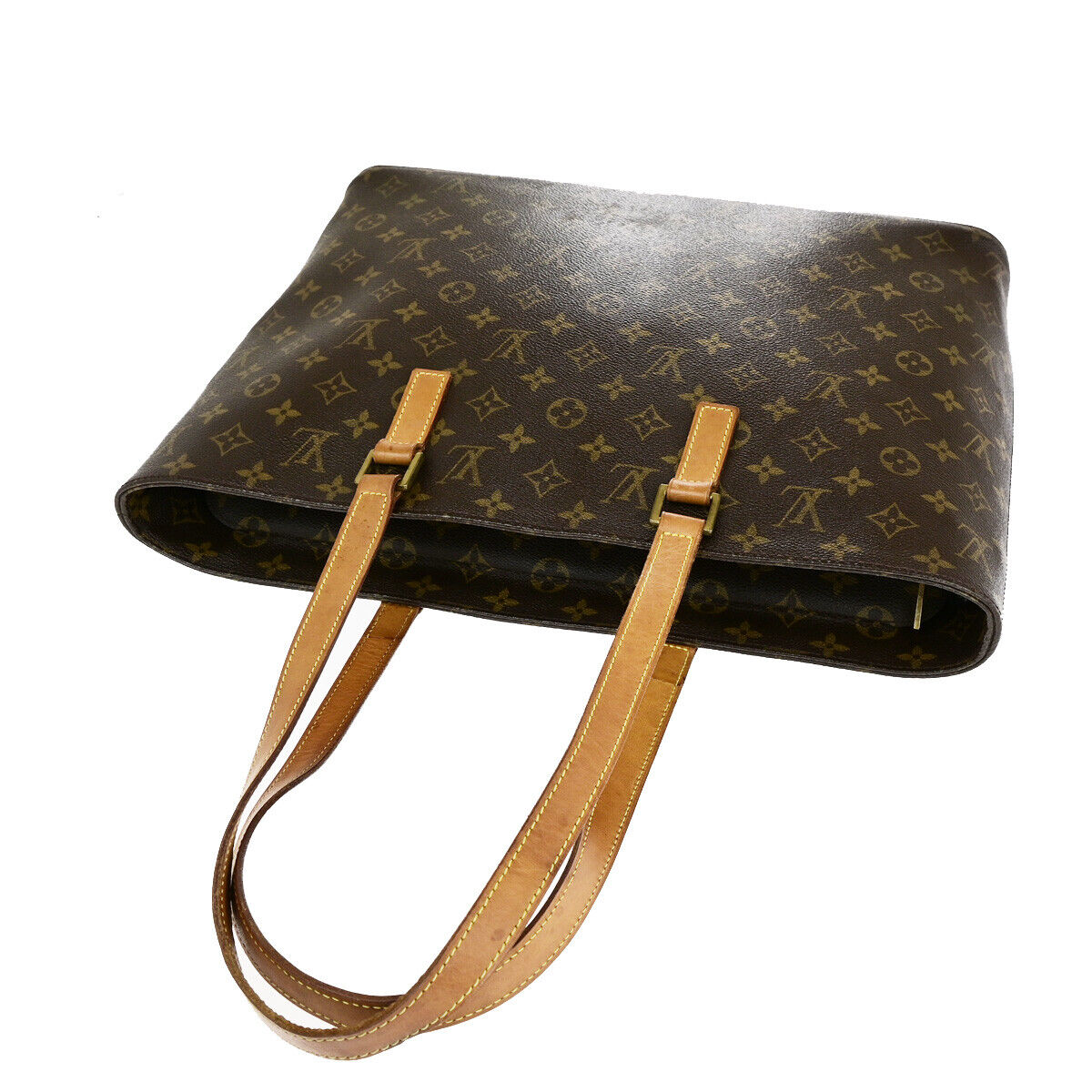 LOUIS VUITTON Logo Luco Shoulder Tote Bag Monogram Leather Brown M51155 87SJ459