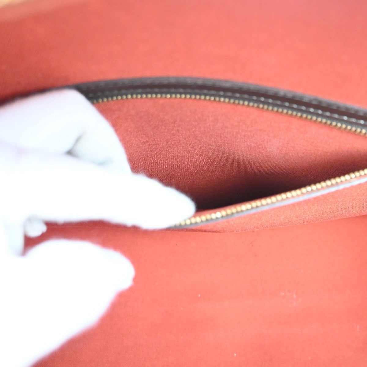 LOUIS VUITTON Logo Nolita HandBag Damier Ebene Leather Brown N41455 50KC176