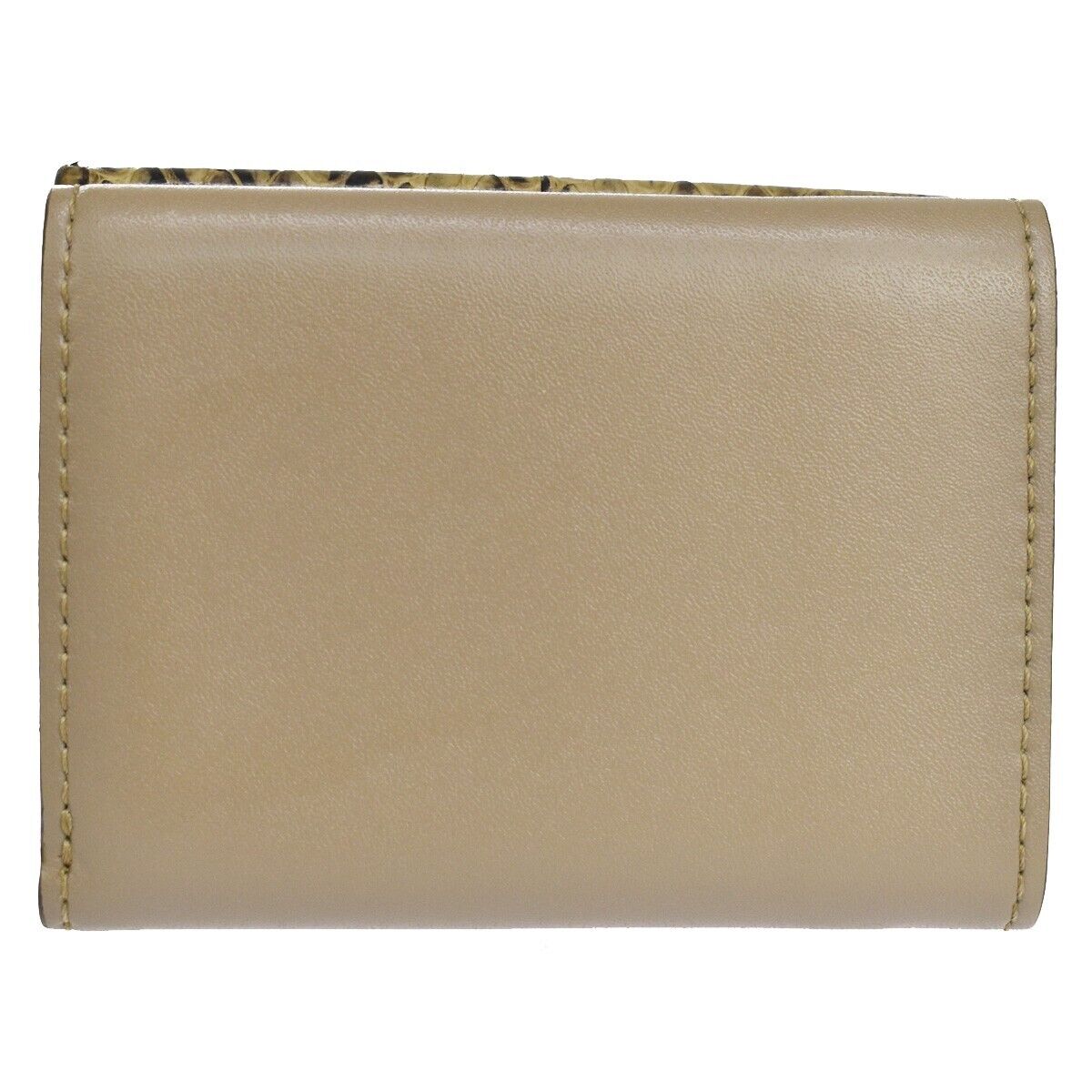 FENDI Logo F IS FENDI Compact Trifold Wallet Exotic Leather Brown Gold 64GA654