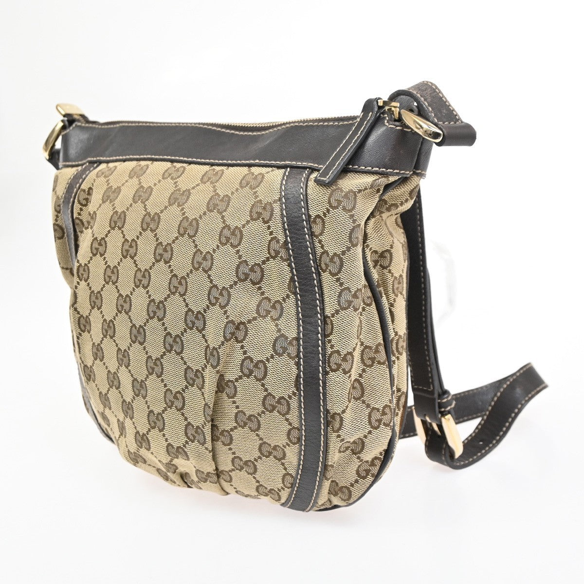 GUCCI GG Pattern Abbey D-ring Shoulder Bag Canvas Leather Brown Italy  30KC604
