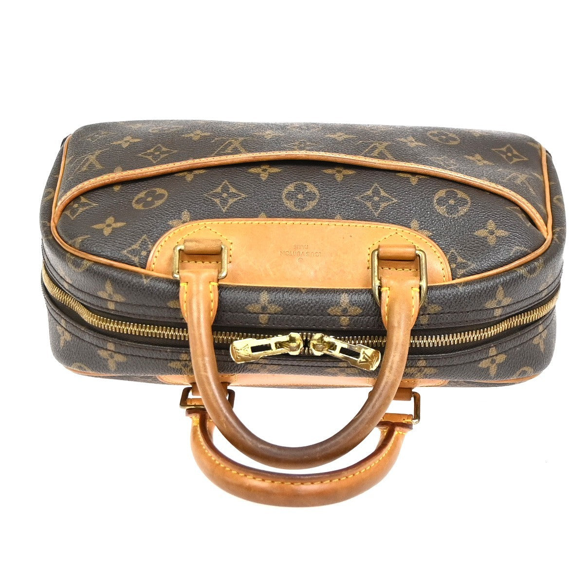 LOUIS VUITTON LV Logo Trouville Hand Bag Monogram Leather Brown M42228 85YH889
