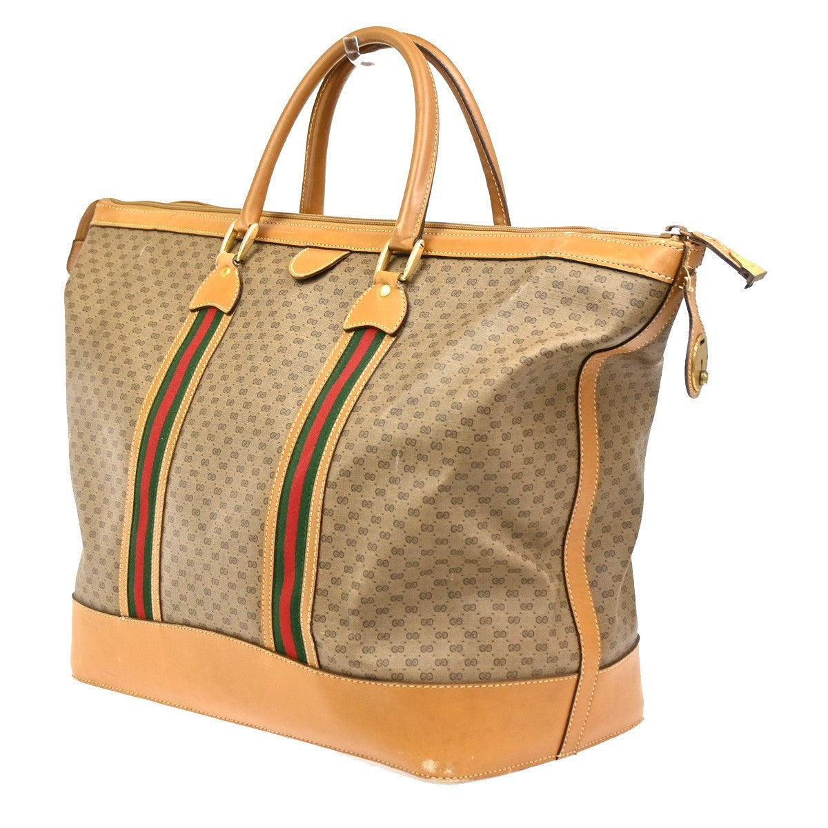 GUCCI Logo Sherry GG Pattern Travel Hand Bag PVC Leather Brown Italy 62KC300