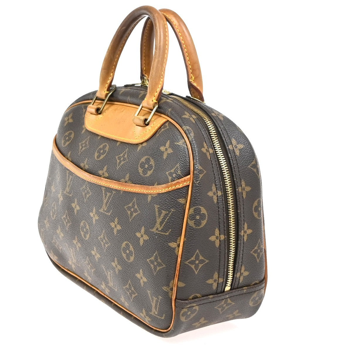 LOUIS VUITTON LV Logo Trouville Hand Bag Monogram Leather Brown M42228 85YH889