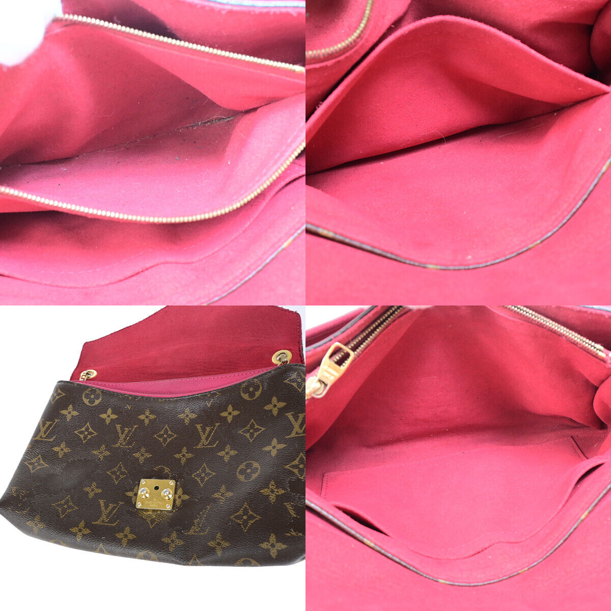 LOUIS VUITTON Pallas Chain Shoulder Bag Monogram Leather Cerise M41201 70YF618