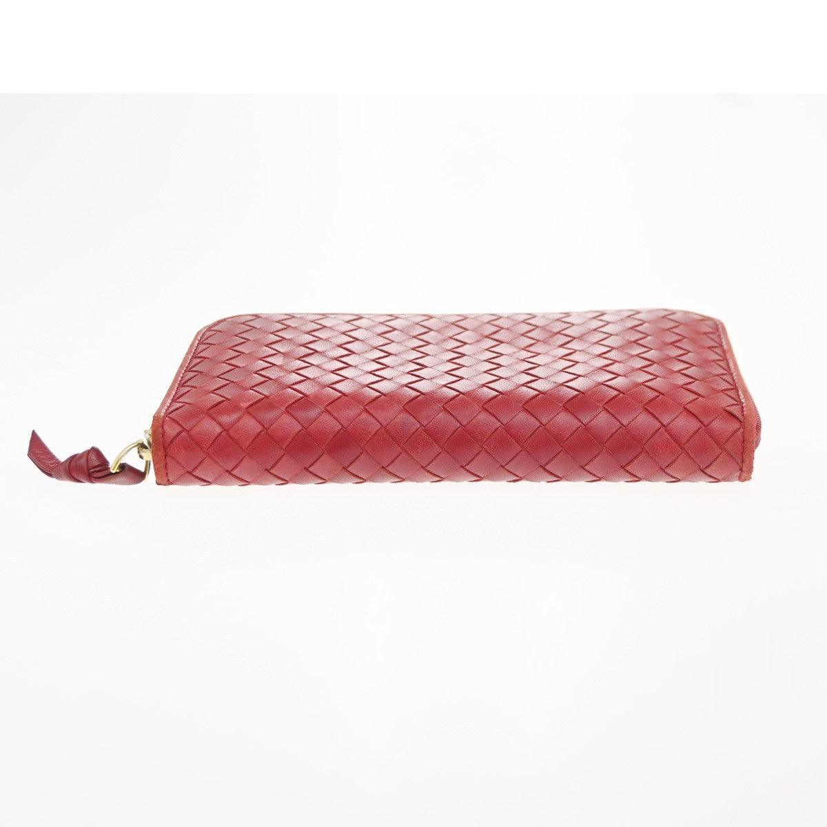 BOTTEGA VENETA Logo Intrecciato Zip Around Long Wallet Leather Red Italy 02CA741