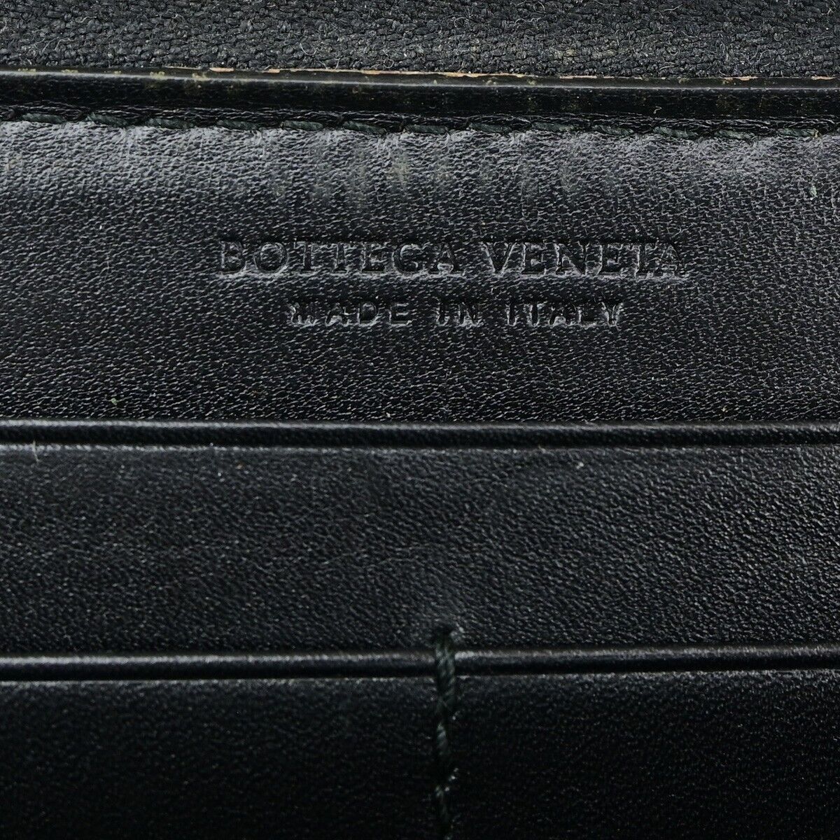 BOTTEGA VENETA Intrecciato Long Zipper Around Wallet Purse Leather Black 68EC519