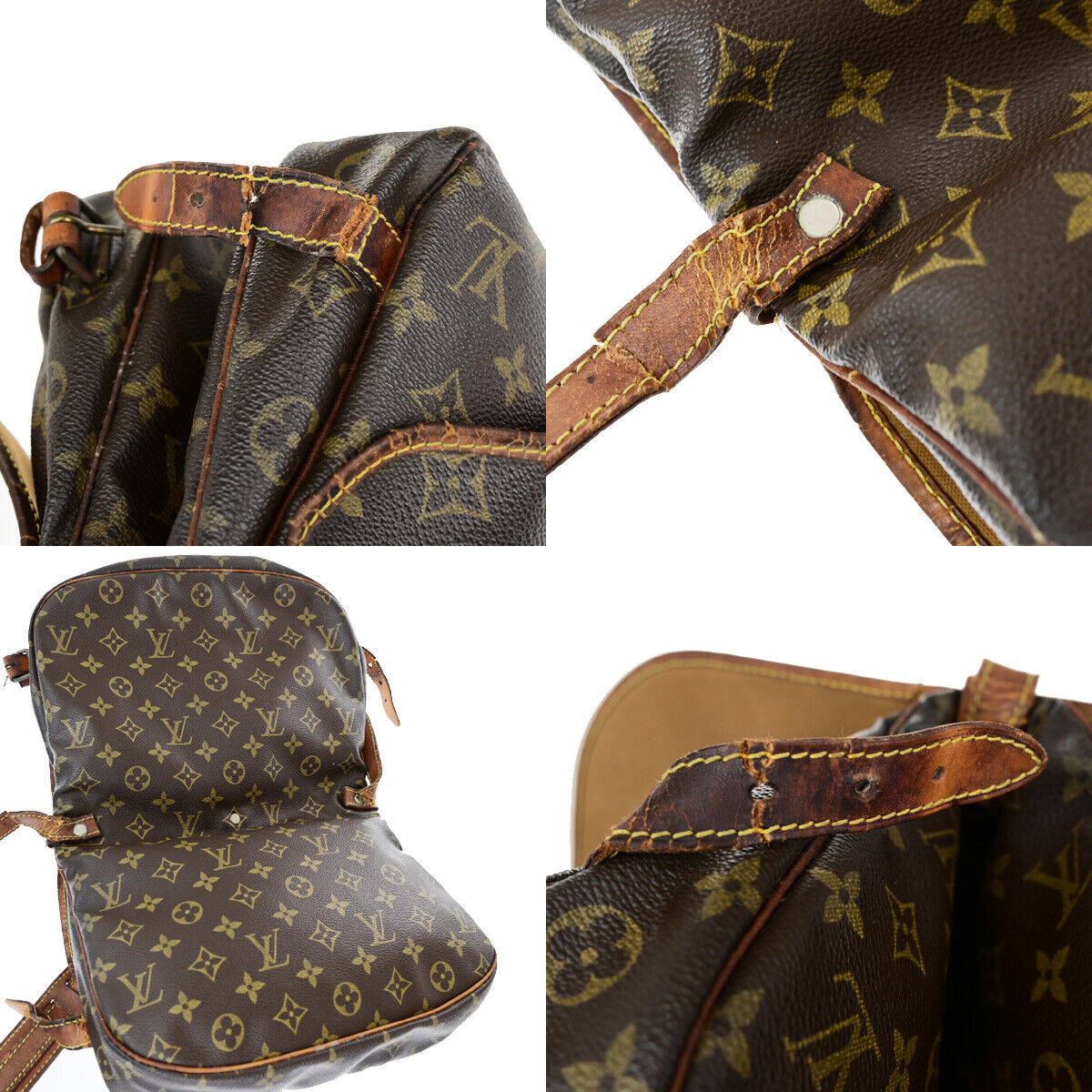 LOUIS VUITTON Logo Saumur 30 Shoulder Bag Monogram Leather Brown M42256 09YE885
