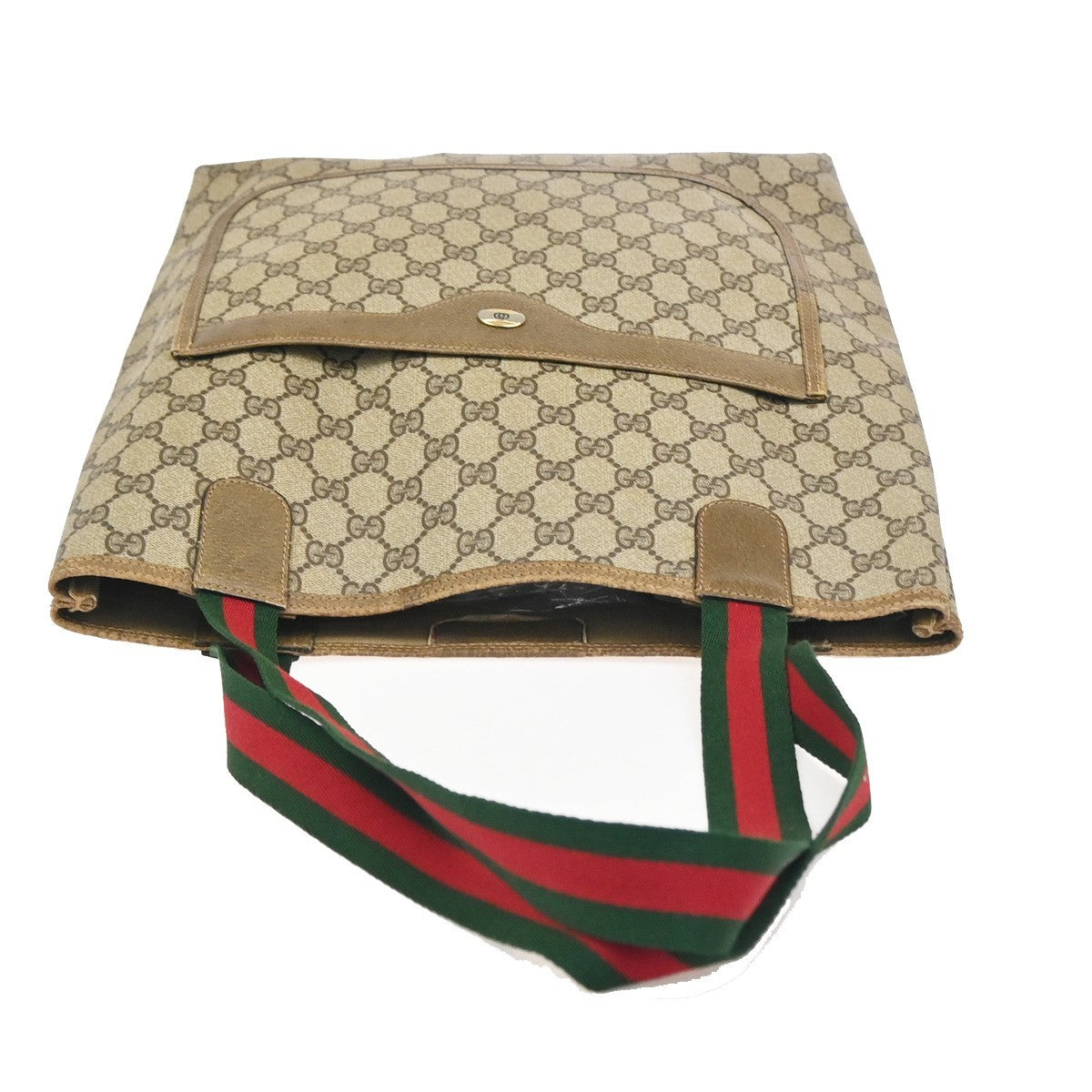 GUCCI Logo Sherry GG Pattern Shoulder Bag PVC Leather Brown Italy 67ZA325