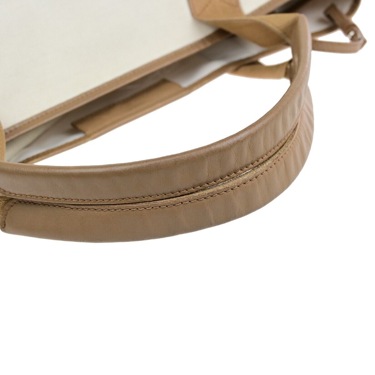 BALENCIAGA Logo Navy Cabas Shoulder Tote Bag Canvas Leather Ivory Brown 33EC031