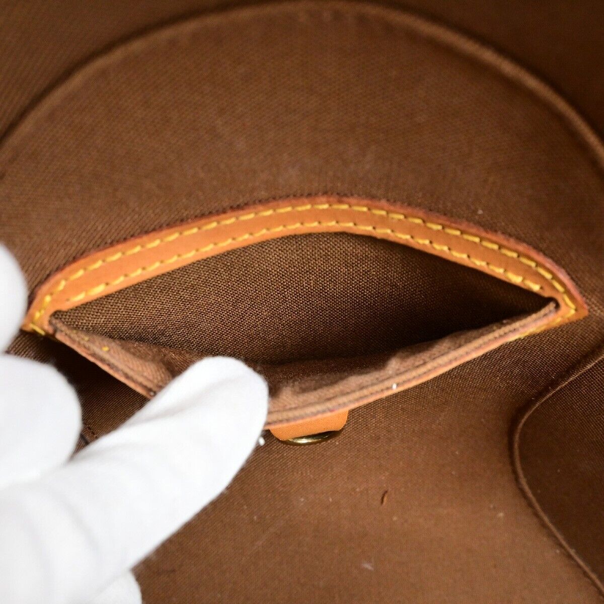 LOUIS VUITTON LV Logo Ellipse PM Hand Bag Monogram Leather Brown M51127 72ED452
