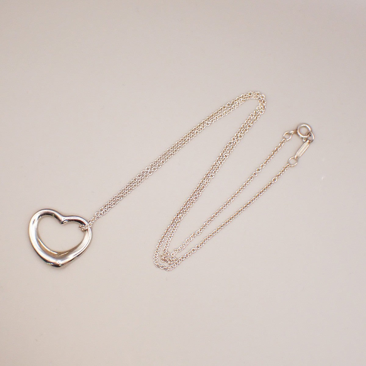 TIFFANY & CO. Open Heart 22mm Chain Necklace Ag 925 Elsa Peretti Silver 02YH732