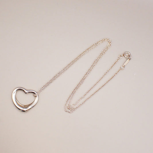 TIFFANY & CO. Open Heart 22mm Chain Necklace Ag 925 Elsa Peretti Silver 02YH732