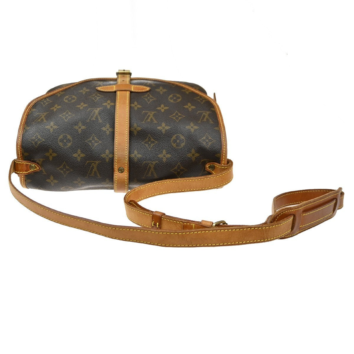 LOUIS VUITTON Logo Saumur 30 Shoulder Bag Monogram Leather Brown M42256 72SA025