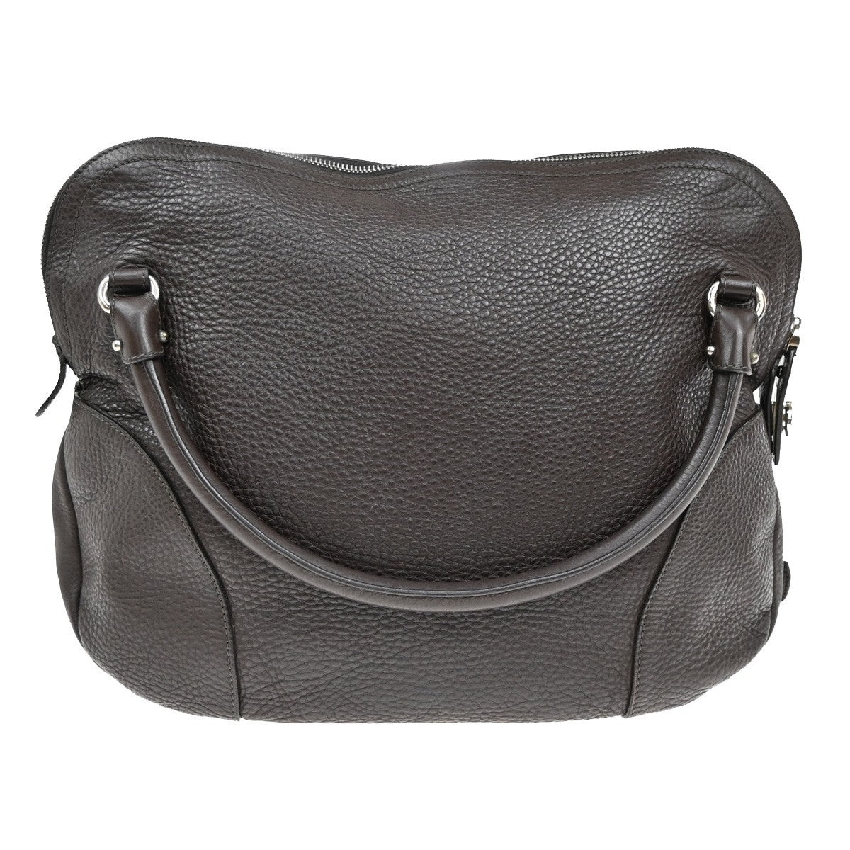 SALVATORE FERRAGAMO Logo Gancini Shoulder Hand Bag Leather Brown 32EF905