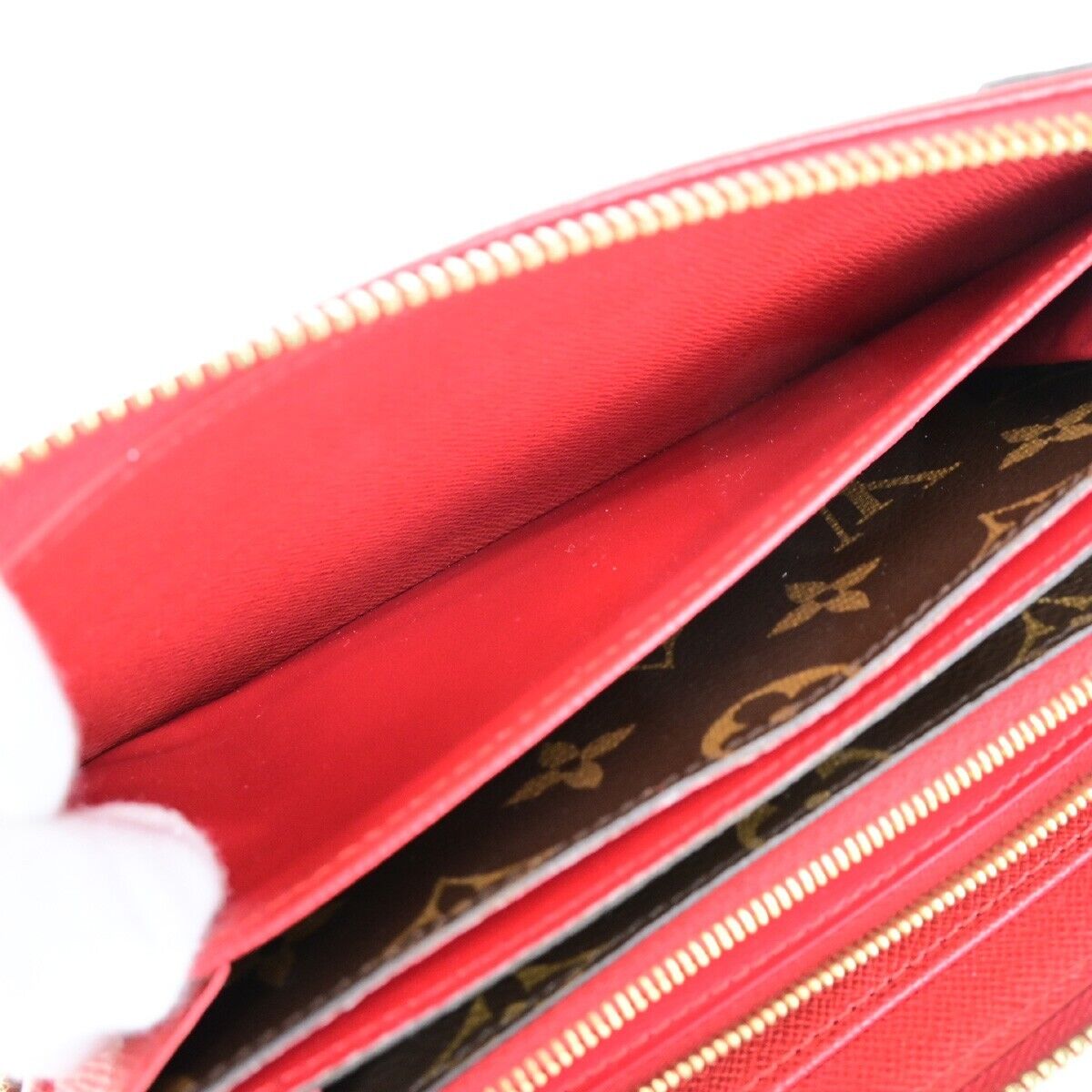 LOUIS VUITTON LV Long Zippy  Wallet Monogram Retiro Brown Red M61187 80ED264