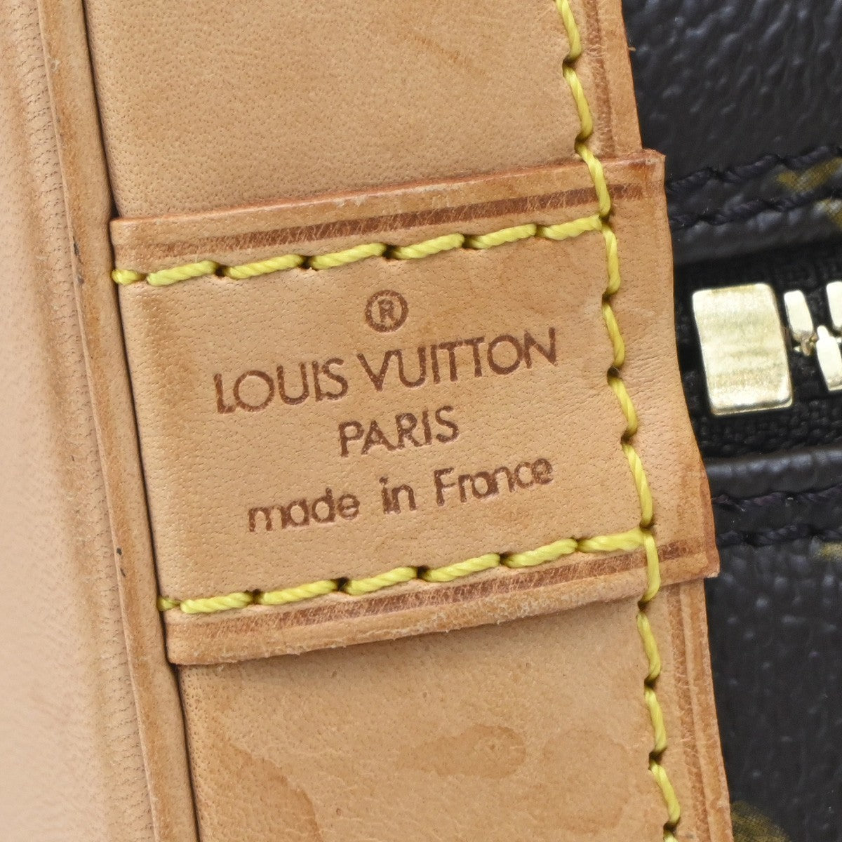 LOUIS VUITTON LV Logo Alma Hand Bag Monogram Leather Brown France M51130 85YJ240