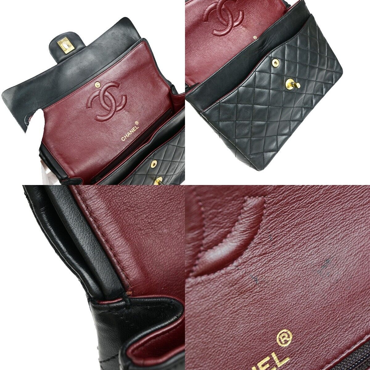 CHANEL Matelasse 25 Double Flap Chain Shoulder Bag Leather BK Vintage 344RK671