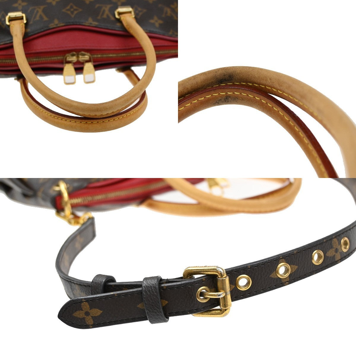 LOUIS VUITTON Pallas 2Way Shoulder Hand Bag Monogram Leather Red M41175 689KB448
