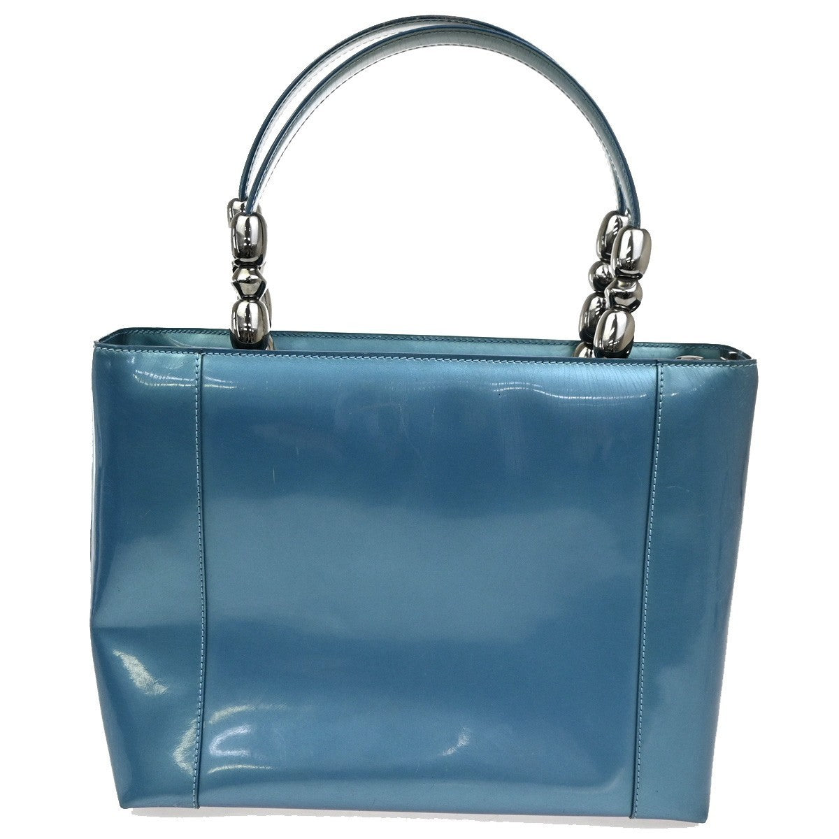 CHRISTIAN DIOR  Maris Pearl Hand Bag Patent Leather Blue SHW Italy 83TA405