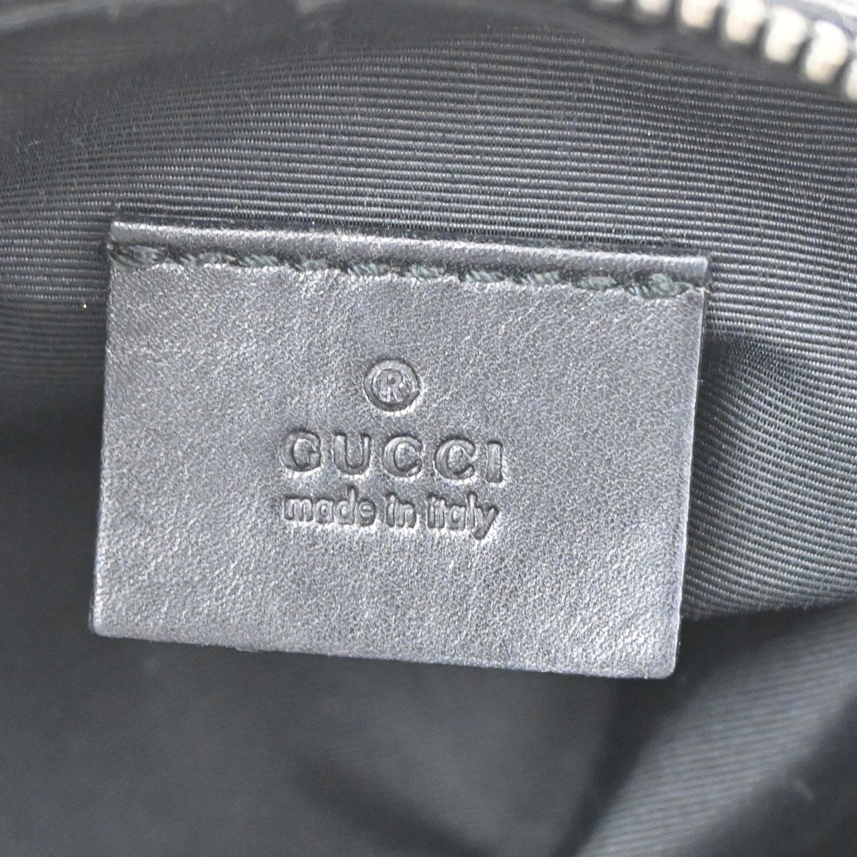GUCCI GG Pattern Pouch Hand Bag Canvas Leather Black SHW Italy 66CA369