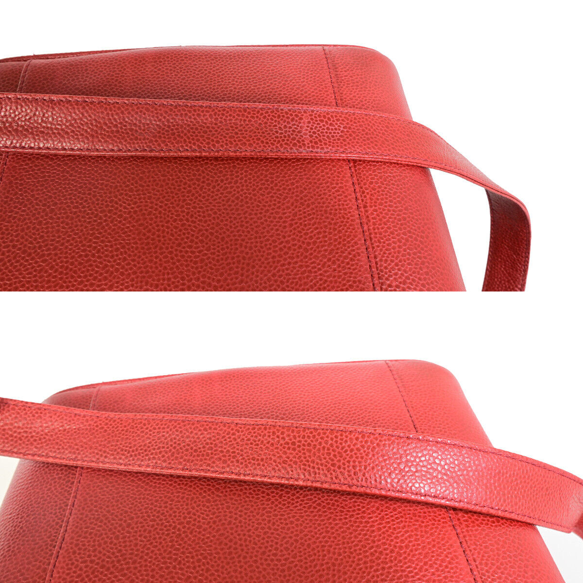 CHANEL CC Logo 2Way Vanity Hand Bag Caviar Skin Leather Red GHW Vintage 309RK387