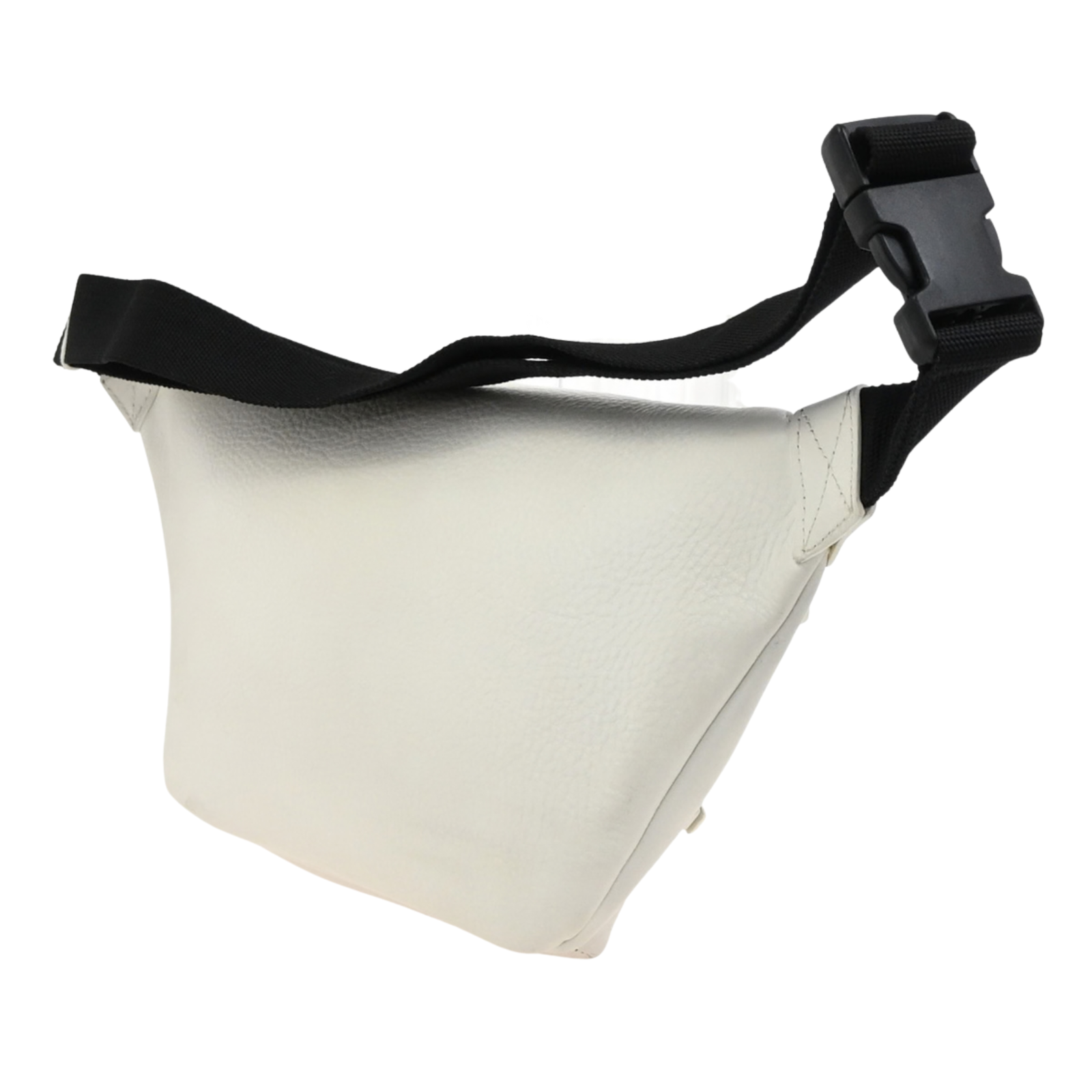 BALENCIAGA Logo Everyday Belt Body Bag Leather White Black SHW Italy 87KC637
