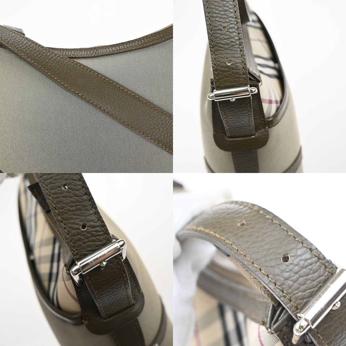 BURBERRY Logo Nova Check Shoulder Hand Bag Canvas Leather KI BE SHW 34RQ034