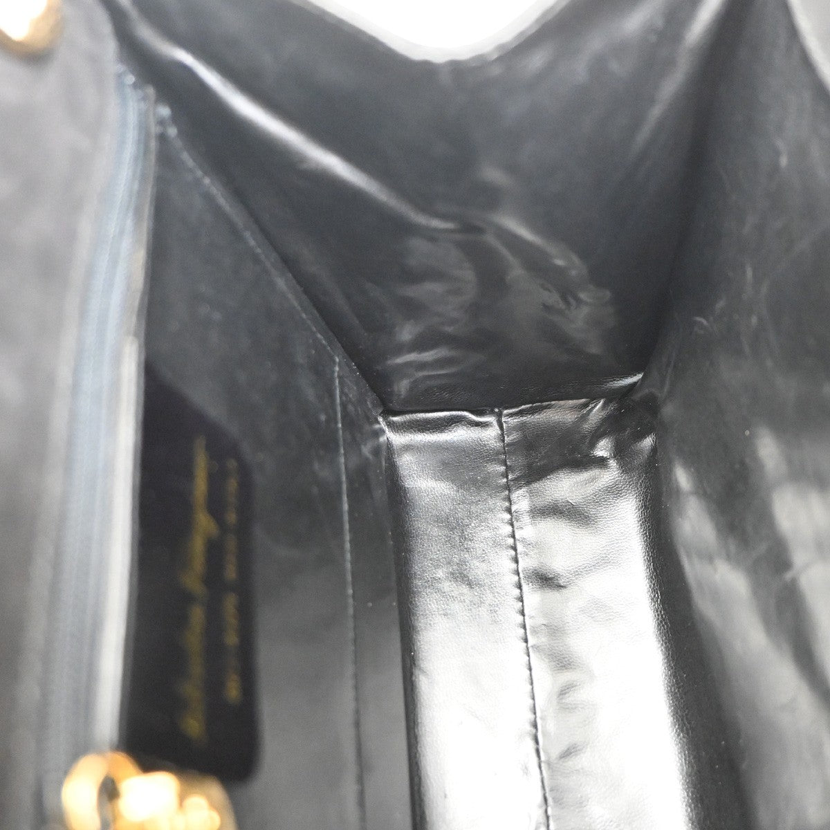 SALVATORE FERRAGAMO 2way Vara Hand Bag Canvas Suede Leather Black GHW 80ZA208