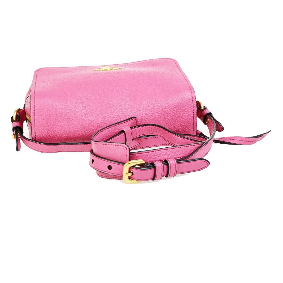 PRADA Logo Crossbody Flap Shoulder Bag Leather Pink GHW 50RK724