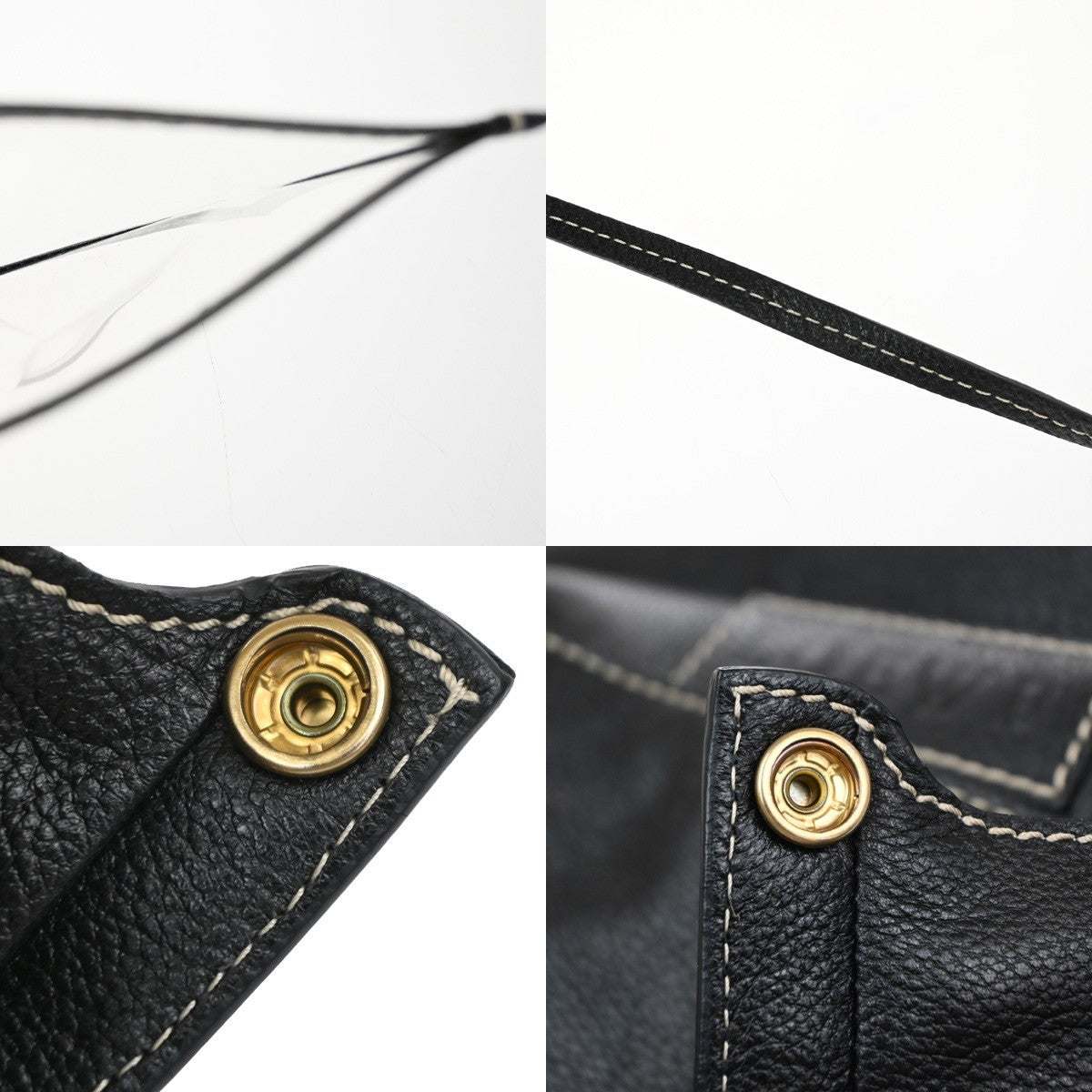 LOEWE Logo 2way Crossbody Shoulder Hand Bag Leather Black GHW 77MA633
