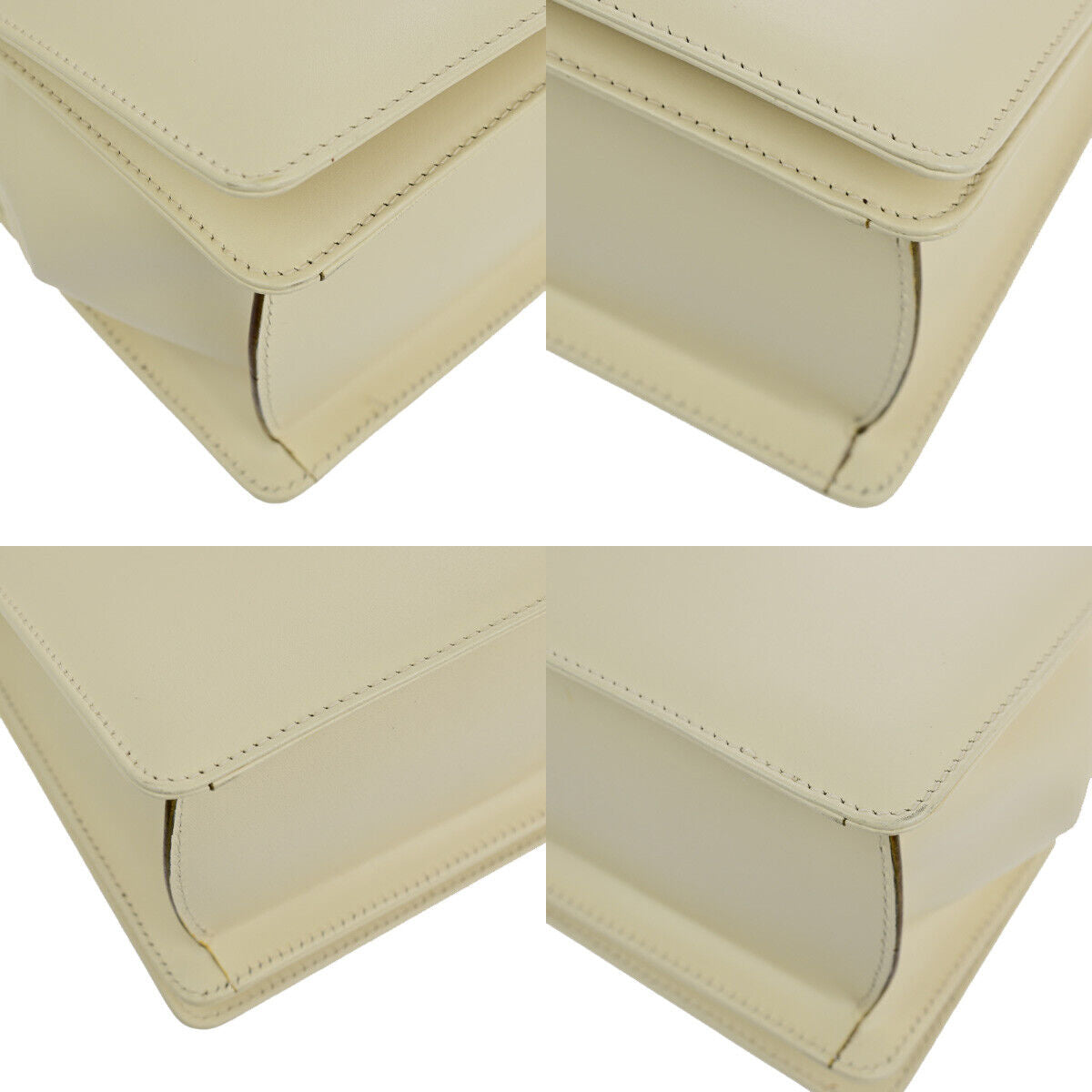 SALVATORE FERRAGAMO Logo Gancini Shoulder Bag Leather Ivory Gold 30SJ116