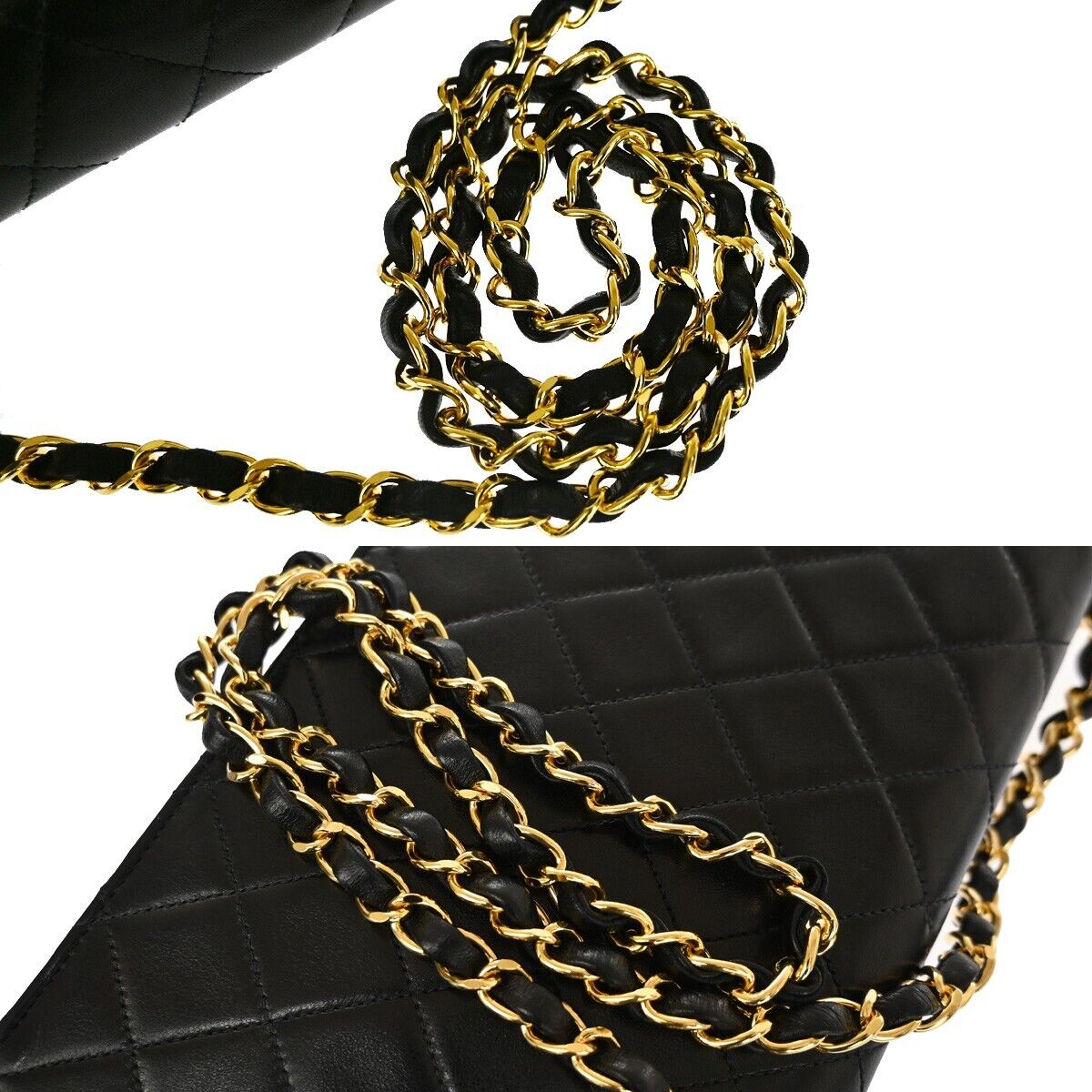 CHANEL CC Matelasse 23 Full Flap Chain Shoulder Bag Leather Black GHW 889RF068