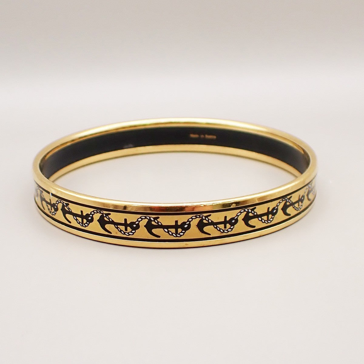 HERMES Email PM Bangle Bracelet  Enamel GHW Gold Made in Austria 30RL379