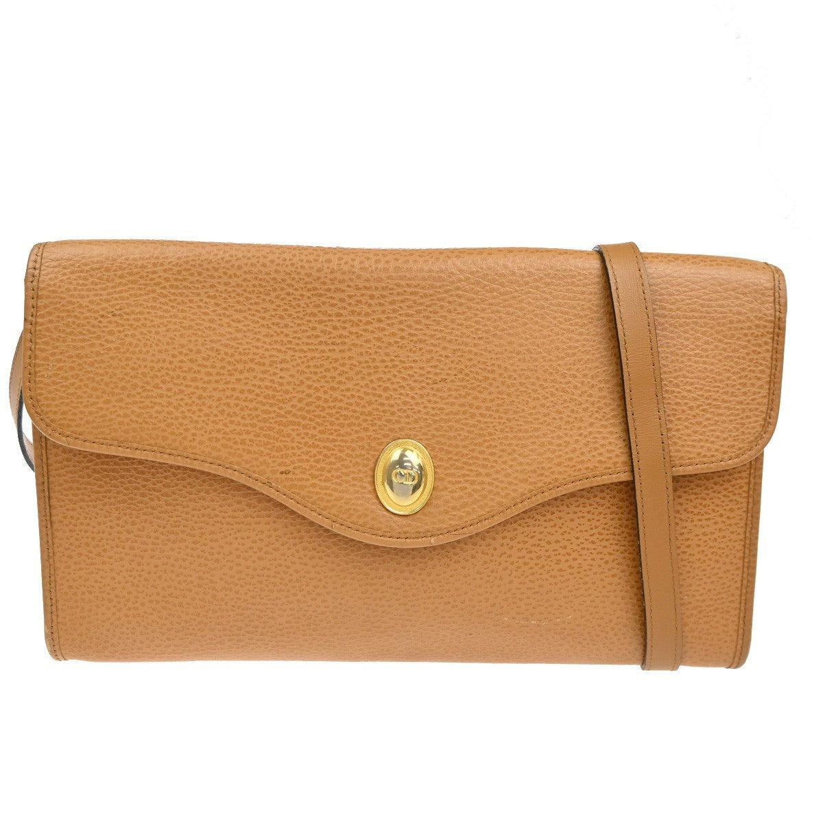 CHRISTIAN DIOR CD Flap 2way Shoulder Hand Bag Leather Beige GHW France 65KC998