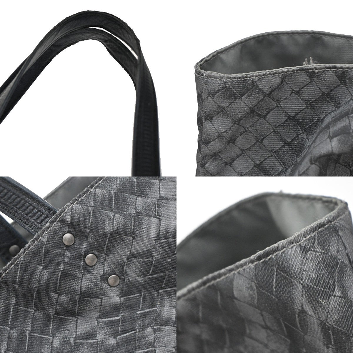 BOTTEGA VENETA Intrecciato Intrecciolusion Hand Bag Nylon Leather Gray 02EG122